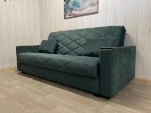 Диван Престиж-15 НПБ+МДФ, велюр Sensey bottle green в Ноябрьске - noyabrsk.magazin-mebel74.ru | фото