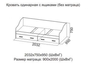 Кровать одинарная с ящиками (Без матраца 0,9*2,0) в Ноябрьске - noyabrsk.magazin-mebel74.ru | фото